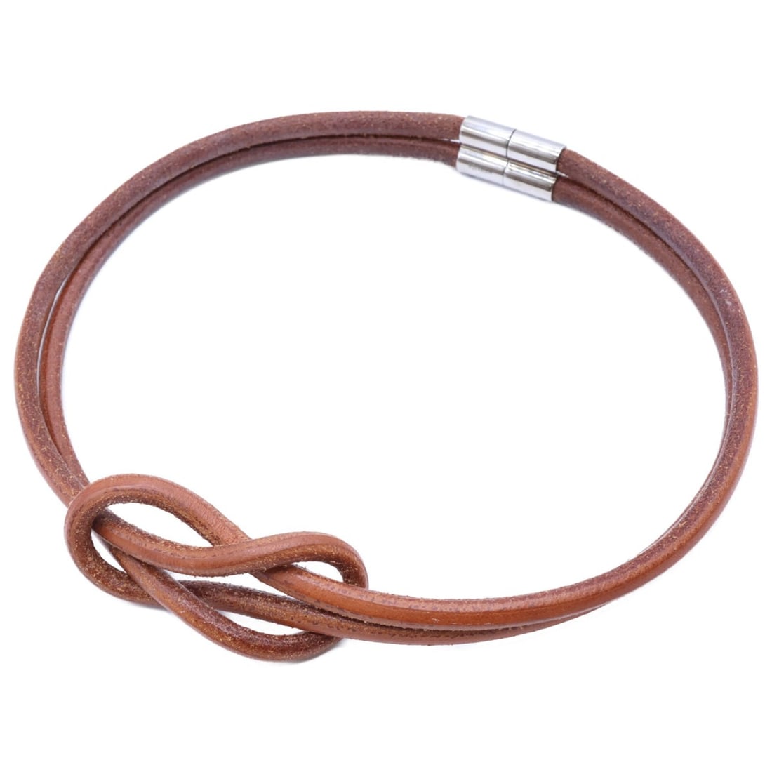 HERMES Hermes Herculeed Leather Choker Brown Silver Women's: --- Catalog ---Category: SizeNeck Circumference: 38.5 cm / 15.15''Category: DesignColor: Brown, SilverGender: WomenMaterial: LeatherNecklace Type: ChokerCategory: GeneralBrand: Hermes--- Item List ---