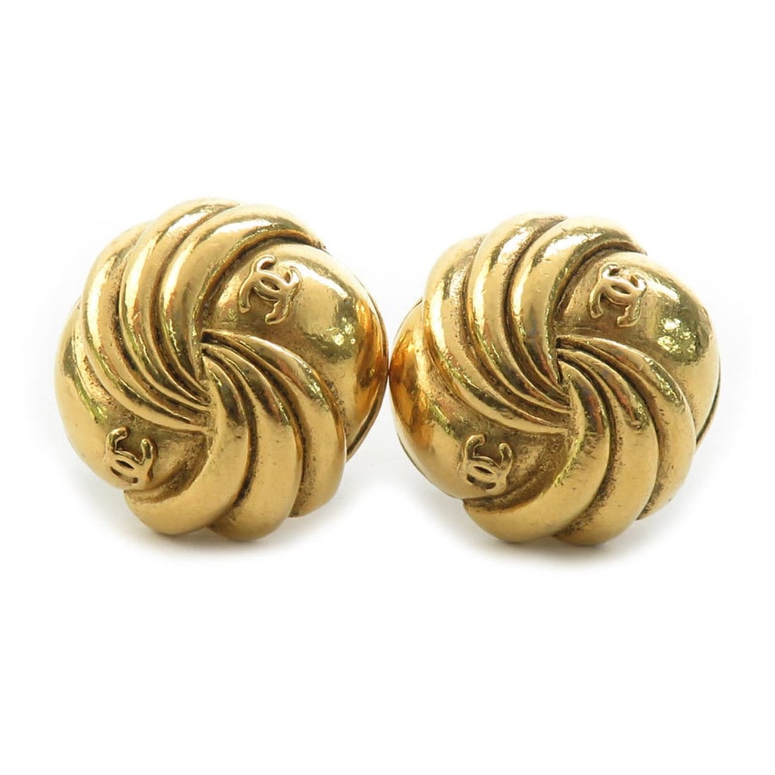 Chanel earrings, Coco Mark design, metal, gold, women's, e61832a (1 of 20)