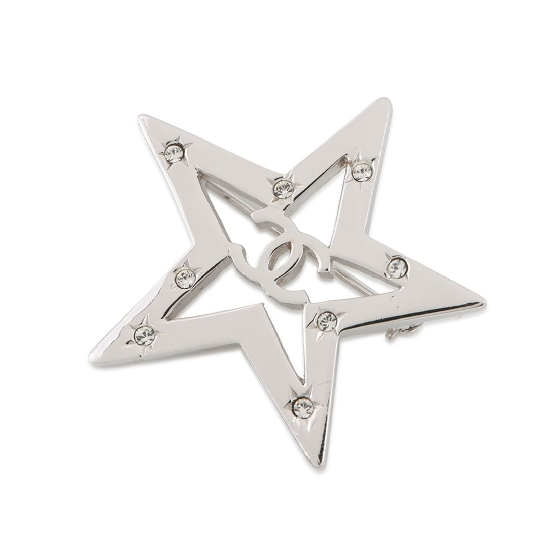 Chanel Brooch Coco Mark Star Rhinestone 06C CHANEL Women's: --- Catalog ---Category: SizeSize (HxWxD): 3.6cm x 3.9cm / 1.41'' x 1.53''Category: DesignType: BroochColor: SilverStone: RhinestoneGender: WomenMaterial: MetalCategory: GeneralBrand: ChanelCountry of
