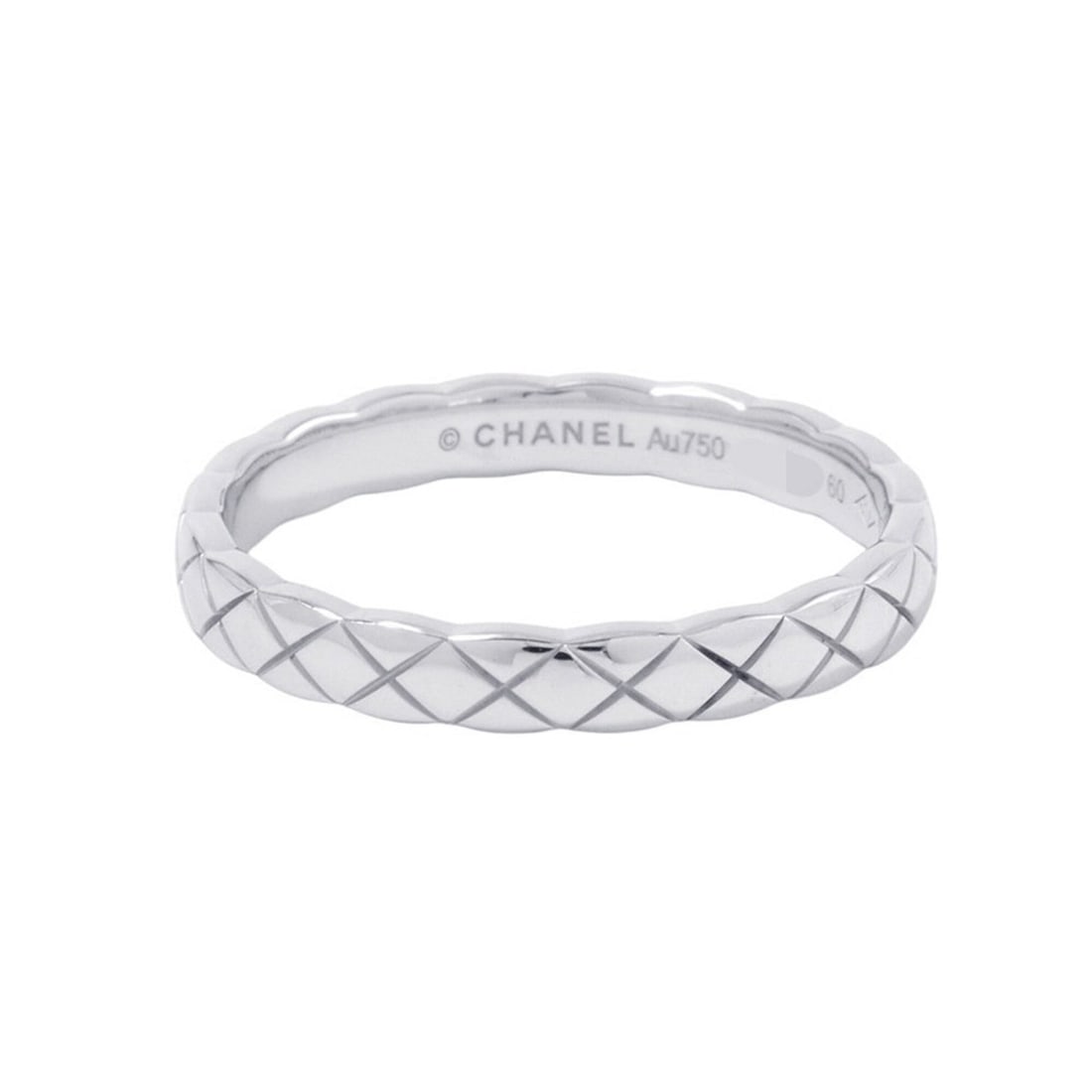 Chanel Coco Crush Collection Mini Ring, 18K White Gold, Size 60, J11793.: --- Catalog ---Category: SizeUS Size: 10Brand Size: 60Category: DesignType: Band ringColor: White goldGender: Women,MenMaterial: White gold (18K)Category: GeneralMPN: J11793Brand: Chanel--- Item List 