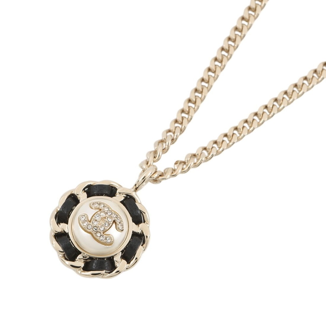 Chanel Necklace, Coco Mark Rhinestone, Faux Pearl, Metal, ABG558, CHANEL, Women's, CHANEL: --- Catalog ---Category: SizePendant Size: 15mm x 15mm / 0.59'' x 0.59''Neck Circumference: 42 cm - 60 cm / 16.53'' - 23.62''Category: DesignColor: Champagne goldStone: Artificial pearl, RhinestoneGen