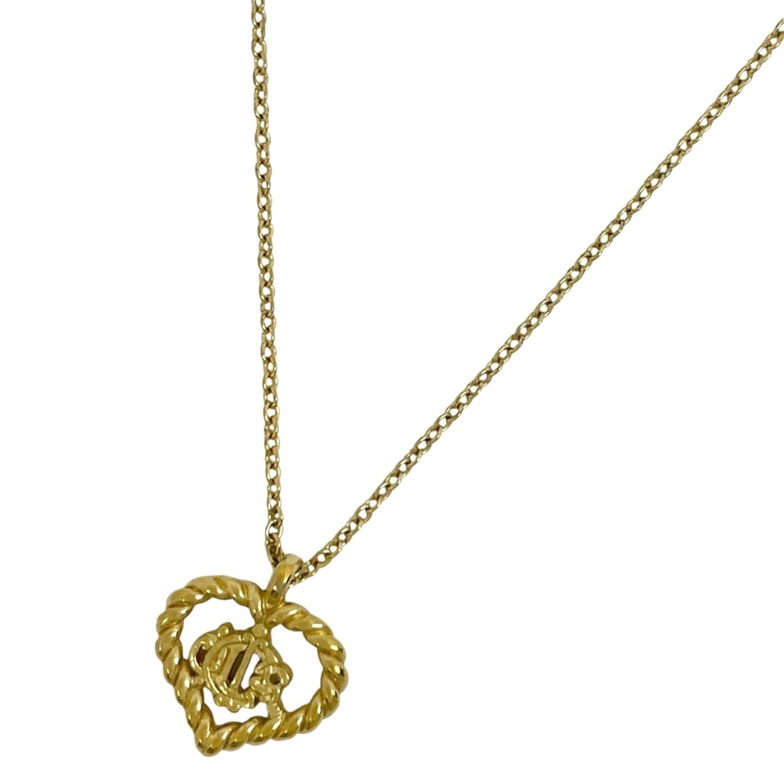 Christian Dior Logo Necklace, Heart Motif, GP Gold, Women's: --- Catalog ---Category: SizePendant Size: 17mm x 18mm / 0.66'' x 0.7''Neck Circumference: 45.5 cm / 17.91''Category: DesignColor: GoldGender: WomenMaterial: Gold platingNecklace Type: NecklaceCategor