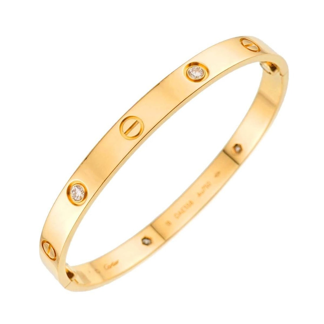 Cartier Love Bracelet, Half Diamond, 4P, Size 18, 18K Yellow Gold 750, Bracelet Bangle (1 of 8)