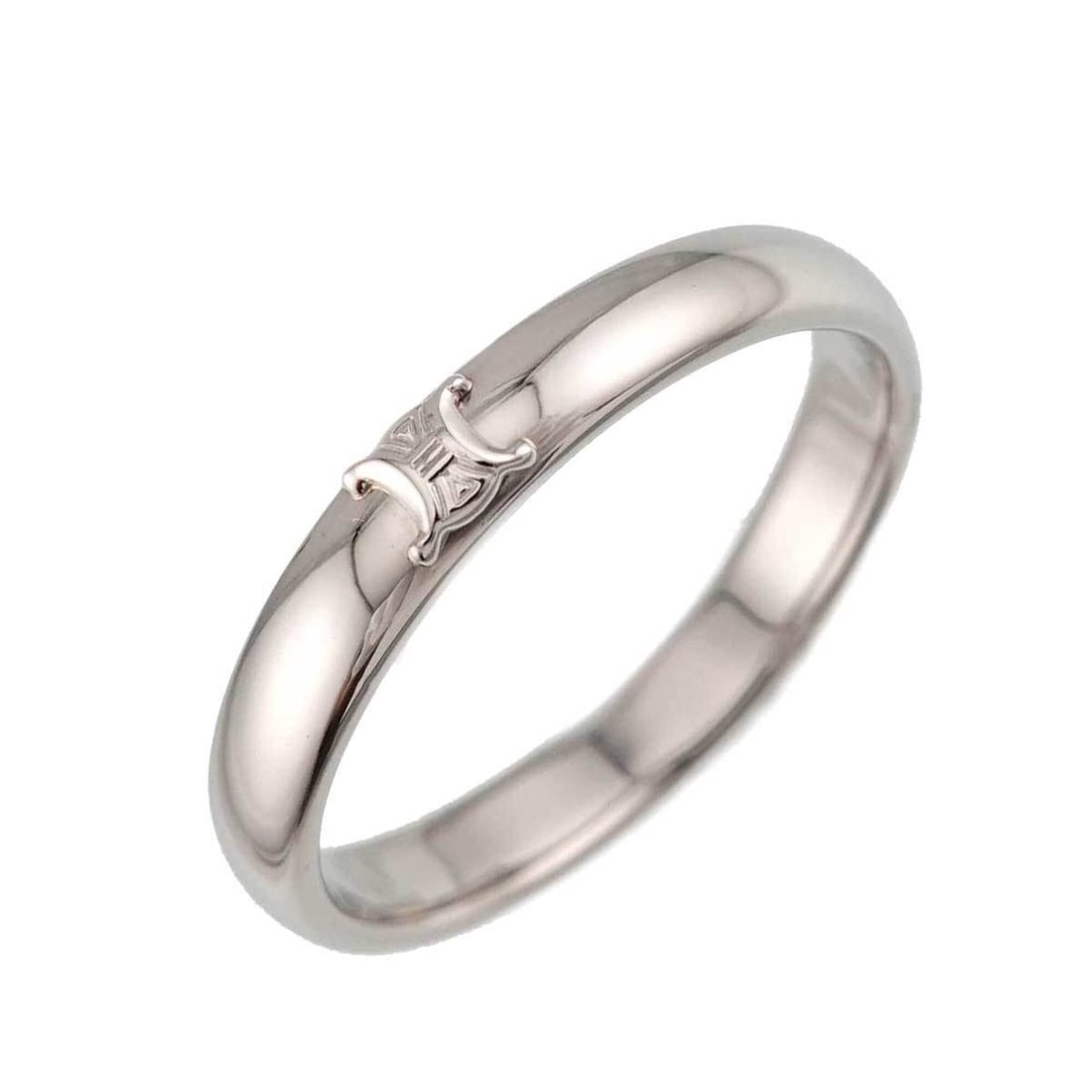 Celine Triomphe 1 Ring, Platinum, Macadam Ring: --- Catalog ---Category: SizeJP Size: 18US Size: 9Category: DesignType: Band ringGender: Men,WomenMaterial: Platinum 900Category: GeneralBrand: Celine--- Item List ---Section: ConditionRanking: Rank N