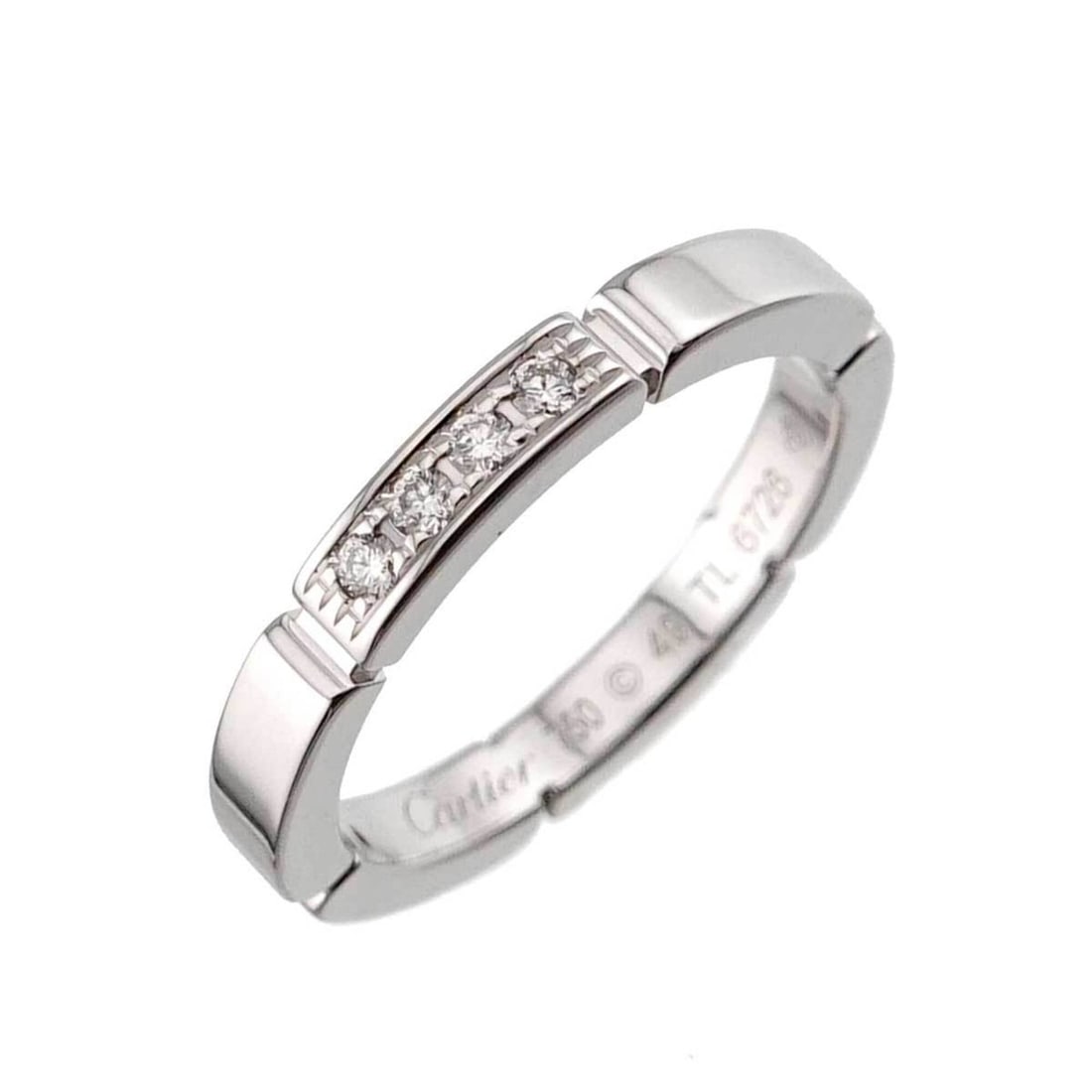 Cartier Maillon Panthère Ring #49, Half Diamond, 18K White Gold (750) (1 of 10)