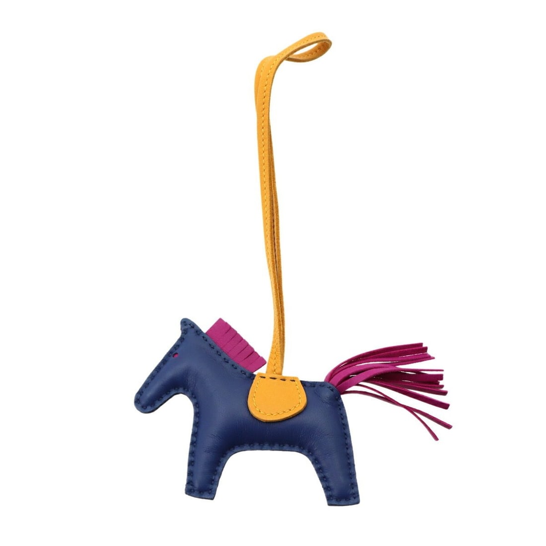 Hermes Rodeo PM Accessory Bag Charm, Agneau Milo Blue Saphir Rose Purple Natural Sable, A Stamp (1 of 10)