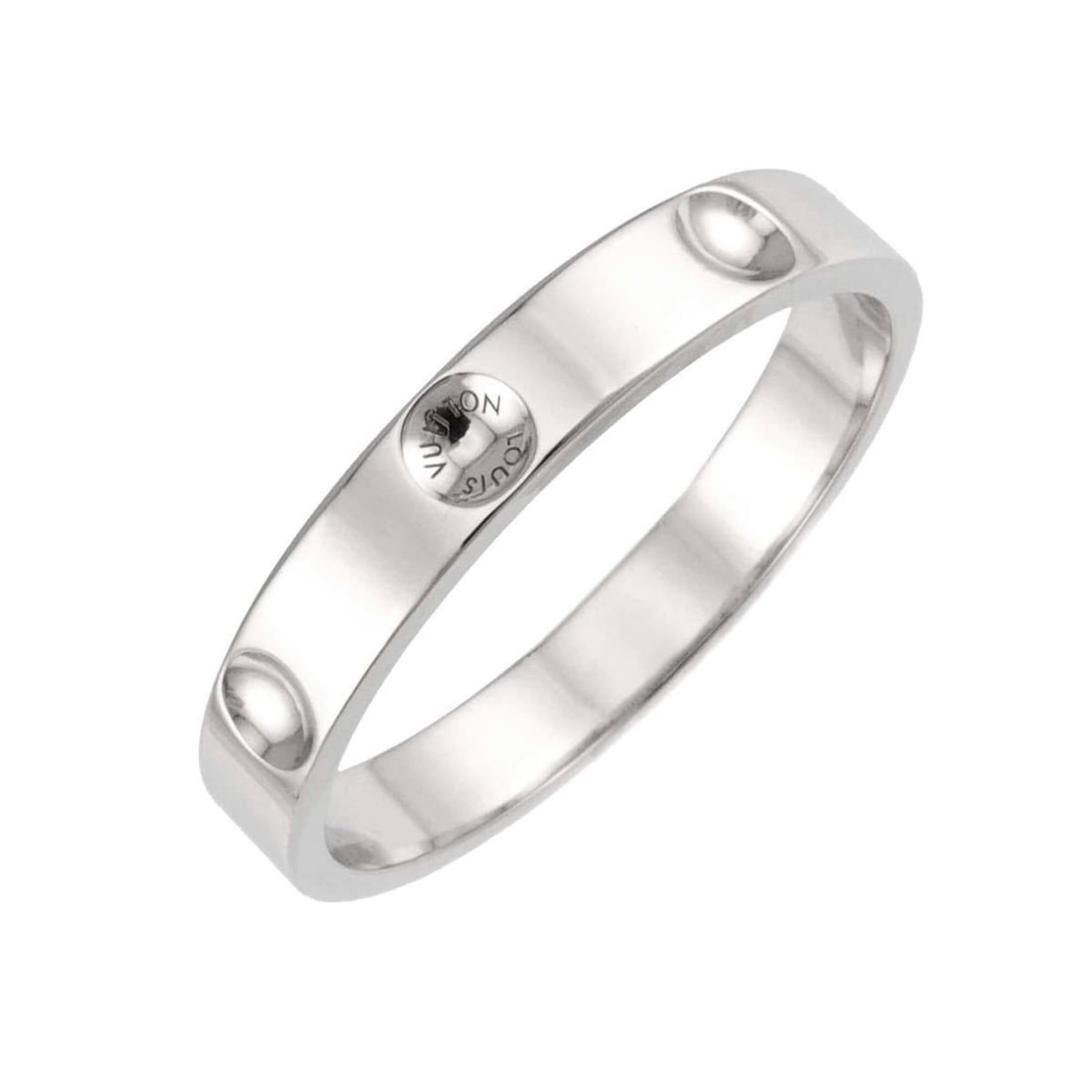 Louis Vuitton Alliance Empreinte #63 Ring, Platinum. (1 of 18)