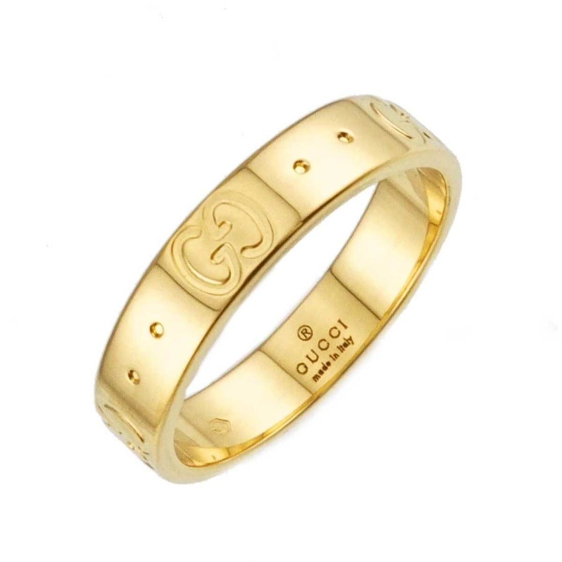 Gucci Icon #10 Ring, 18K Yellow Gold (750), ICON Ring: --- Catalog ---Category: SizeJP Size: 9.5US Size: 5Category: DesignType: Band ringColor: Yellow goldGender: WomenMaterial: Yellow gold (18K)Category: GeneralBrand: Gucci--- Item List ---Section: Condi
