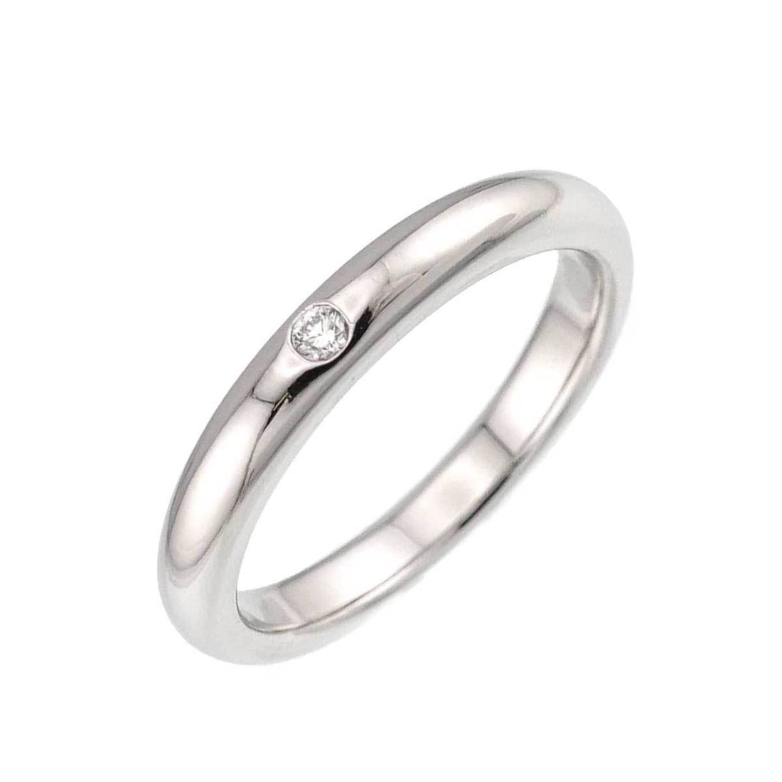 Tiffany & Co. Stacking Band Ring with 1 Diamond, Platinum.: --- Catalog ---Category: SizeJP Size: 9US Size: 5Category: DesignType: Band ringColor: PlatinumStone: DiamondGender: WomenMaterial: Platinum 950Weight (ct.): 0.02Category: GeneralBrand: Tiffany--- Ite