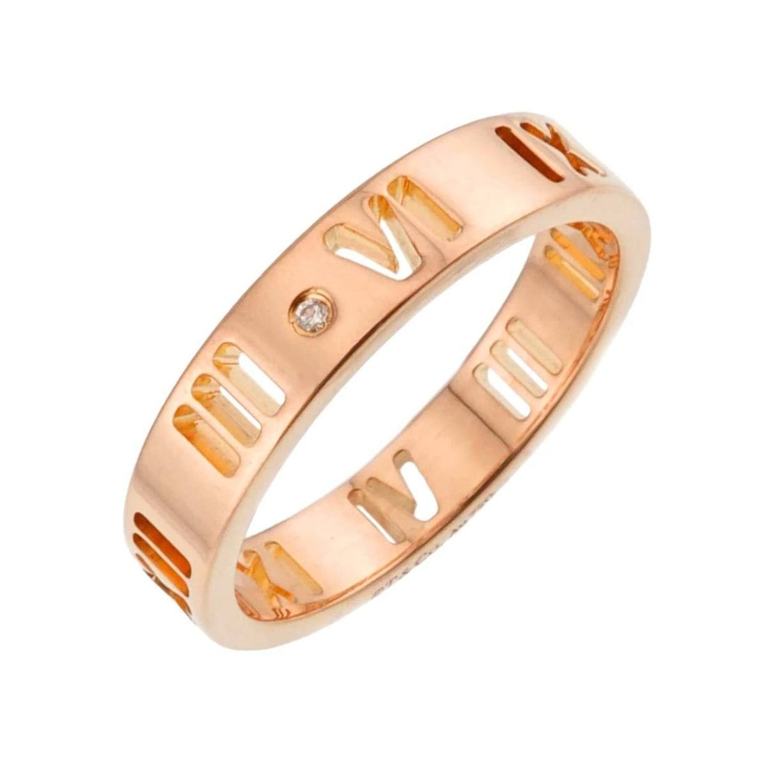Tiffany & Co. Atlas Ring with Diamonds, 18K Pink Gold (750): --- Catalog ---Category: SizeJP Size: 8.5US Size: 4.5Category: DesignType: Band ringColor: Pink goldStone: DiamondGender: WomenMaterial: Pink gold (18K)Category: GeneralBrand: Tiffany--- Item List ---