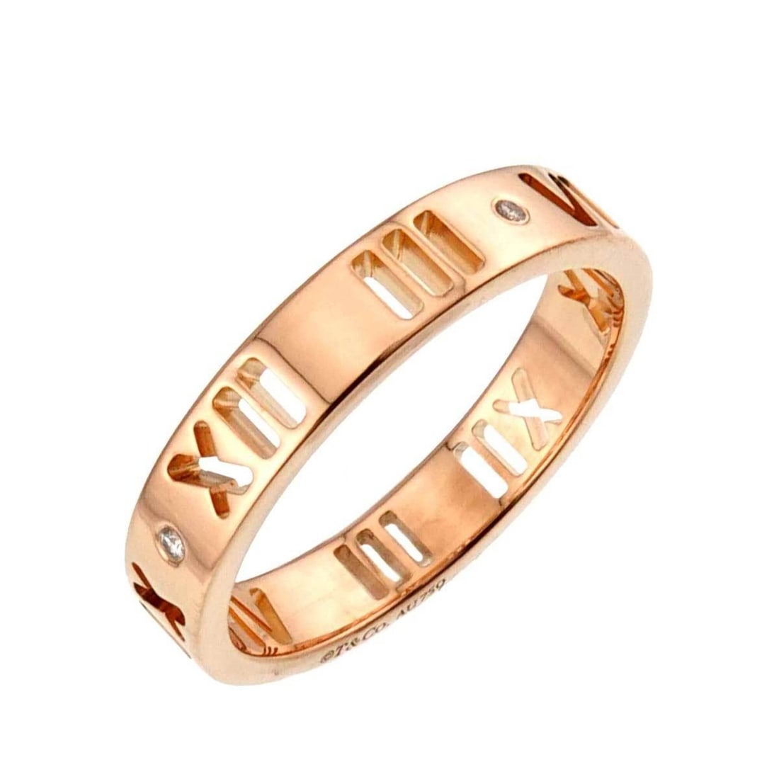Tiffany & Co. Atlas Pierced Ring with Diamonds, 18K Pink Gold (750): --- Catalog ---Category: SizeJP Size: 10US Size: 5.5Category: DesignType: Band ringColor: Pink goldStone: DiamondGender: WomenMaterial: Pink gold (18K)Category: GeneralBrand: Tiffany--- Item List ---S