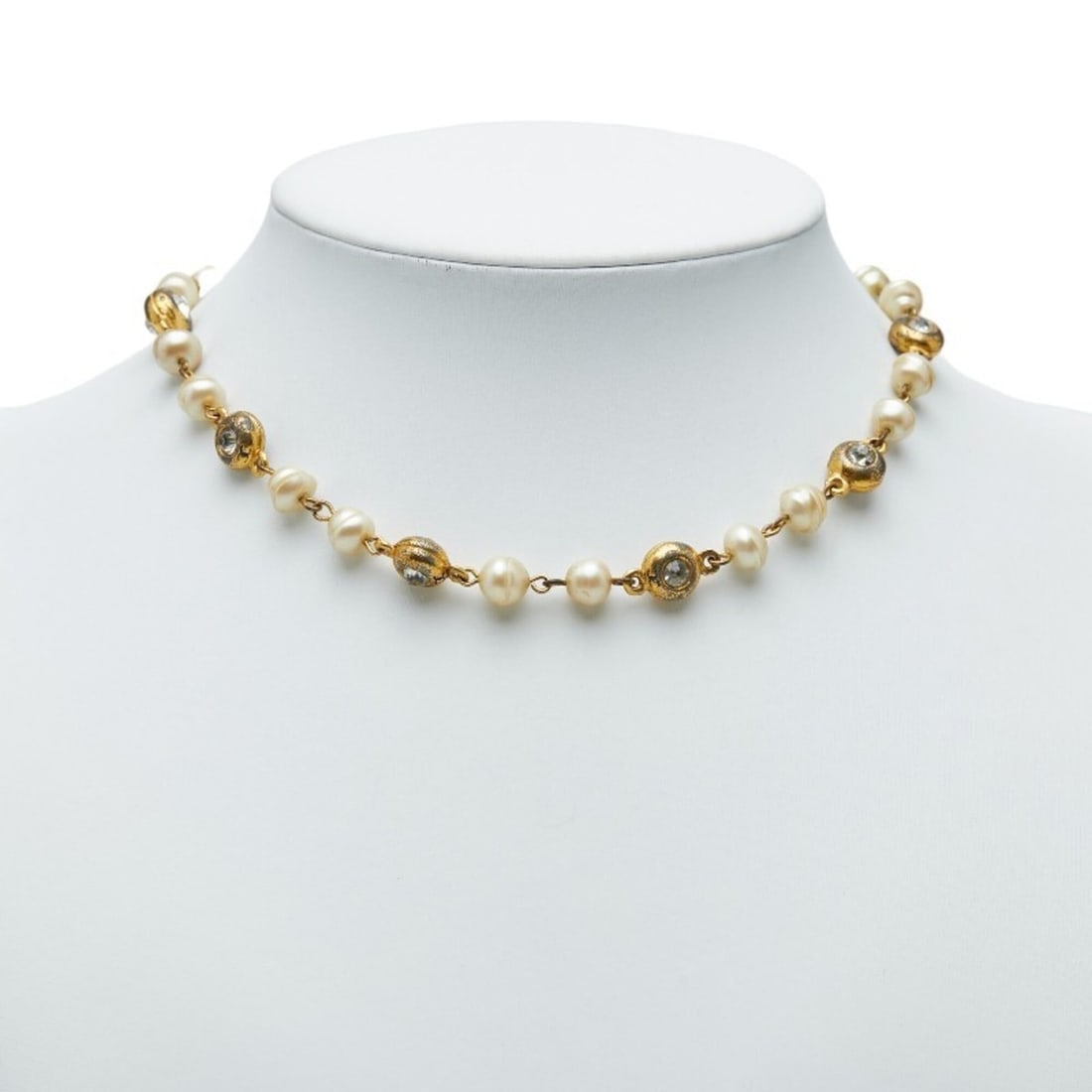 Chanel Coco Mark Necklace, Gold Plated, Rhinestones, Faux Pearls, Women's CHANEL (1 of 16)
