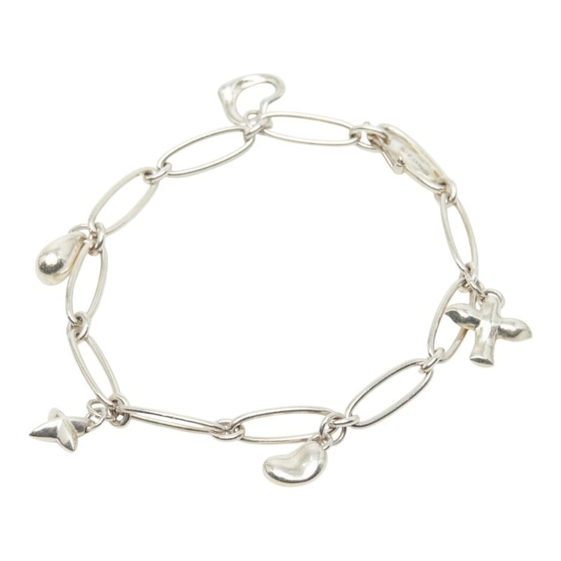 Tiffany & Co. Elsa Peretti 5 Charm Chain Bracelet, SV925 Silver, Women's.: --- Catalog ---Category: SizeLength: 16.5cm / 6.49''Category: DesignType: Charm braceletGender: WomenMaterial: Silver 925Category: GeneralBrand: Tiffany--- Item List ---Section: ConditionRanking: Rank