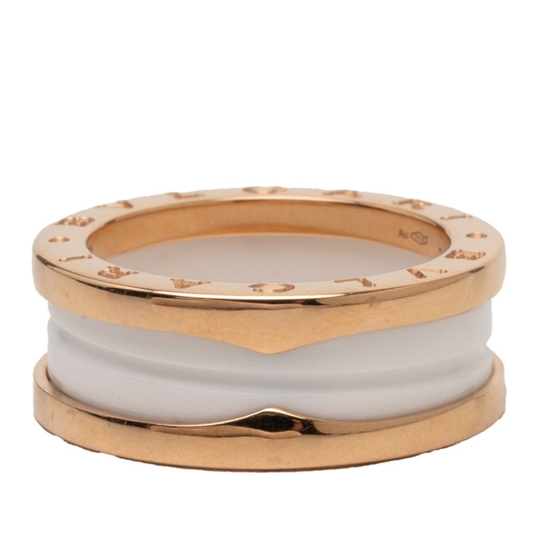 BVLGARI B.zero1 Ring, Size #53, White Ceramic, 18K Yellow Gold (Au 750), Women's.: --- Catalog ---Category: SizeJP Size: 12.5US Size: 6.5Category: DesignType: Band ringGender: WomenMaterial: Ceramic, Yellow gold (18K)Category: GeneralBrand: Bvlgari--- Item List ---Section: Condition