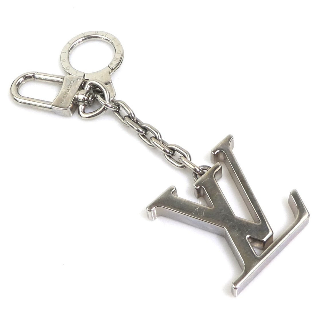 Louis Vuitton LOUIS VUITTON Charm Keyring Portefeuille LV Facet Metal Silver Men's Women's M65071 (1 of 11)
