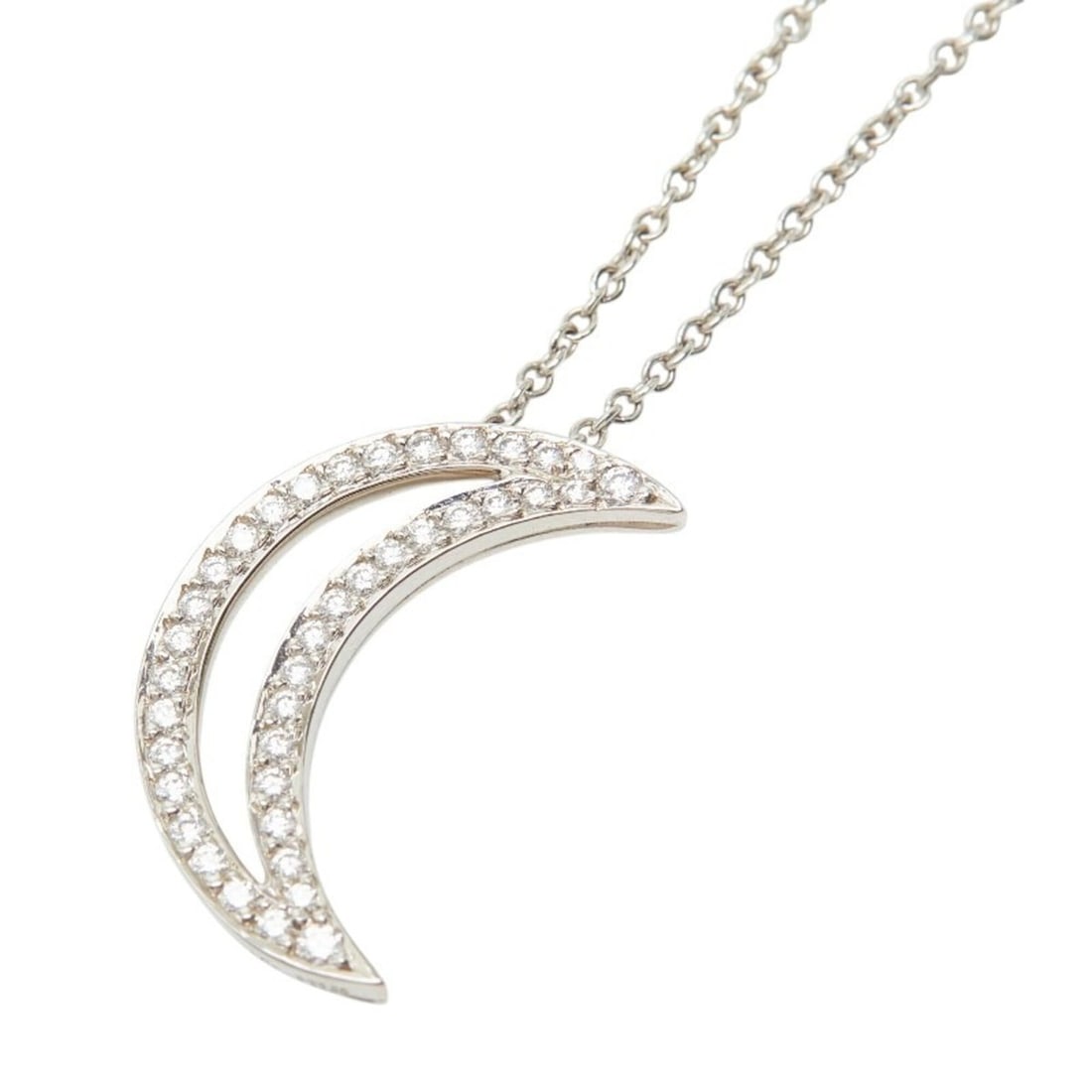 Tiffany & Co. Silver Pt950 Platinum Diamond Moon Necklace for Women.: --- Catalog ---Category: SizePendant Size: 18.5mm x 12mm / 0.72'' x 0.47''Neck Circumference: 40.9 cm / 16.1''Category: DesignColor: PlatinumStone: DiamondGender: WomenMaterial: Platinum 950Necklace T