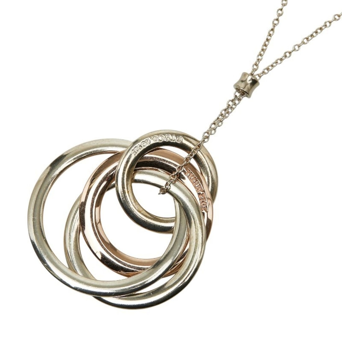 Tiffany & Co. 1837 Interlocking Circle Necklace, SV925 Silver Metal, Women's.: --- Catalog ---Category: SizePendant Size: 37.3mm x 35.3mm / 1.46'' x 1.38''Neck Circumference: 51 cm / 20.07''Category: DesignColor: SilverGender: WomenMaterial: Metal, Silver 925Necklace Type: Neckl