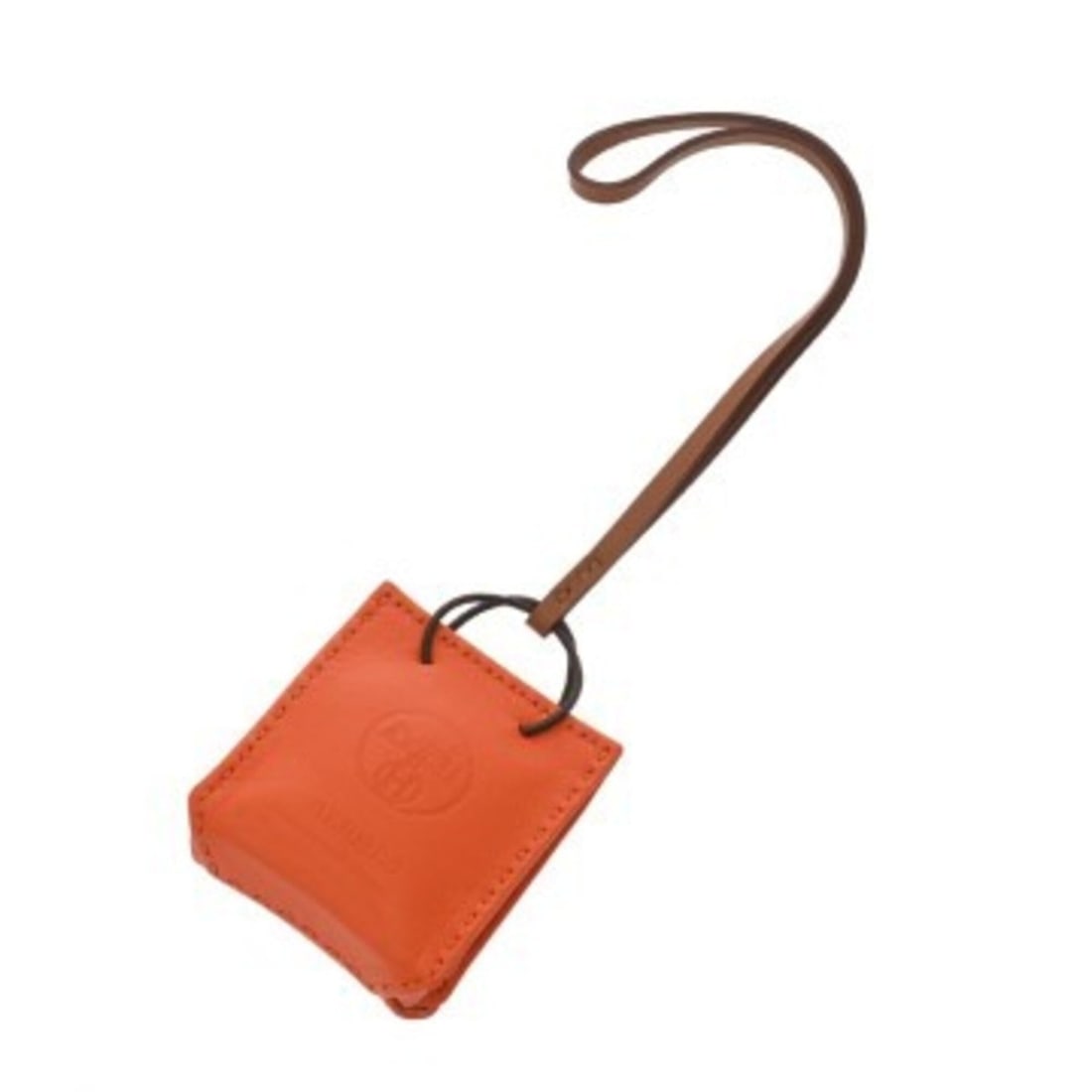 HERMES Sac Orange Bag Charm, Feu (Y stamp, circa 2020), Men's/Women's, Agneau Milo Leather, AB Rank, (1 of 19)