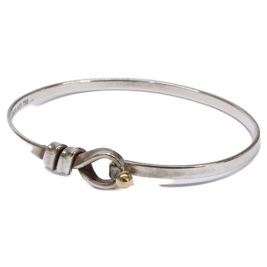 TIFFANY&Co. Tiffany 925 750 Hook & Eye Bangle, Silver and Yellow Gold, Women's (1 of 20)