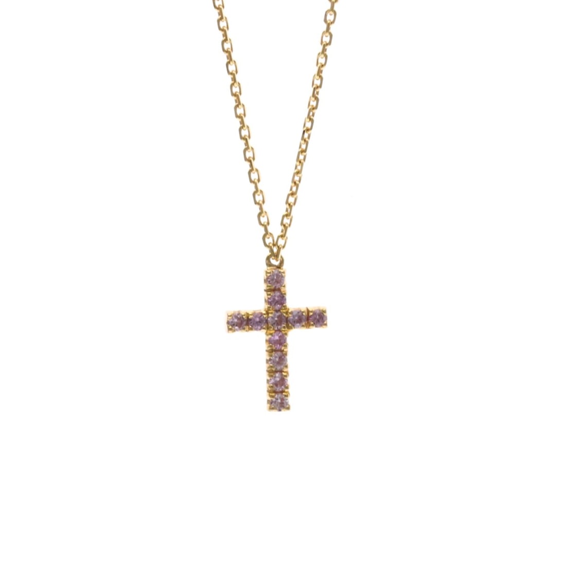 Cartier Symbol Cross Pink Sapphire Necklace B7223700 Pink Gold (18K) Sapphire Men,Women Fashion: --- Catalog ---Category: SizeWeight: 2.8g / 0.09oz.Pendant Size: 11.8mm x 8.5mm / 0.46'' x 0.33''Neck Circumference: 38 cm - 41 cm / 14.96'' - 16.14''Category: DesignColor: Pink goldMetal: GoldStone: 