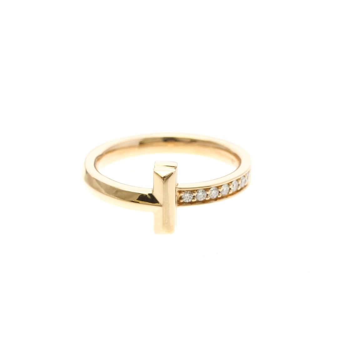 Tiffany T One Narrow Ring With Diamonds Pink Gold (18K) Fashion Diamond Band Ring Pink Gold: --- Catalog ---Category: SizeWidth: 2.5mm / 0.1''Weight: 3.9g / 0.13oz.JP Size: 9US Size: 5Category: DesignType: Band ringColor: Pink goldMetal: GoldStone: DiamondStyle: FashionGender: Women,MenMateri