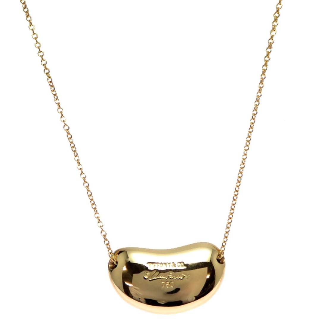 Tiffany Bean Women's Necklace, 750 Yellow Gold: --- Catalog ---Category: SizePendant Size: 11.8mm x 20.5mm / 0.46'' x 0.8''Neck Circumference: 47 cm / 18.5''Category: DesignGender: WomenMaterial: Yellow gold (18K)Necklace Type: NecklaceCategory: Ge