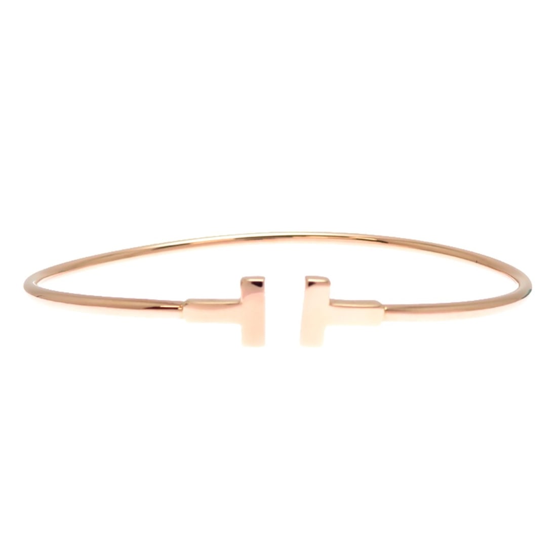 Tiffany & Co. T Wire Narrow Women's Bangle, 750 Pink Gold: --- Catalog ---Category: SizeLength: 16cm / 6.29''Category: DesignType: BangleGender: WomenMaterial: Pink gold (18K)Category: GeneralBrand: Tiffany--- Item List ---Section: ConditionRanking: Rank AB U