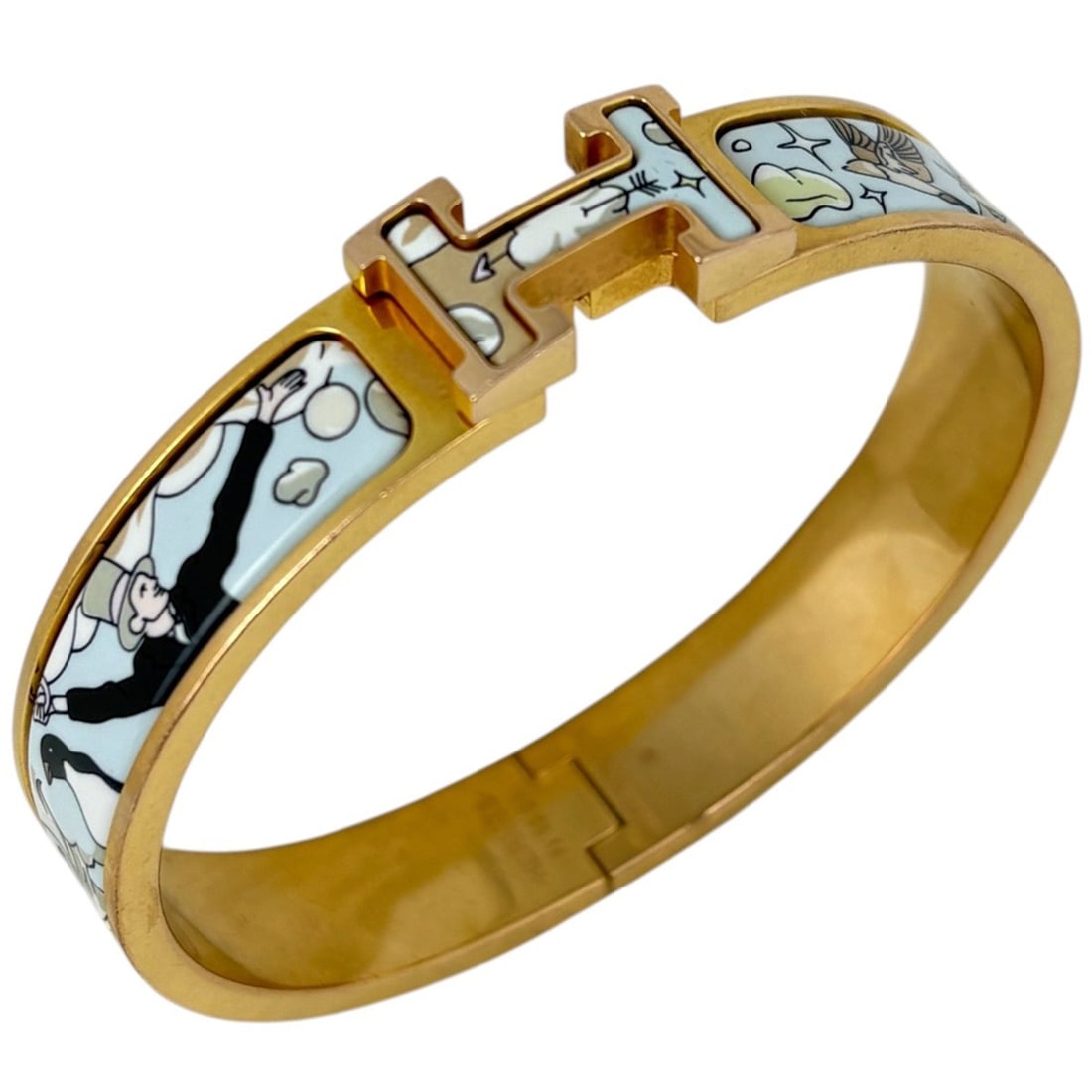 Hermes HERMES Clic H Enamel Bracelet Clack Bangle GP Gold Multicolor Women's (1 of 13)