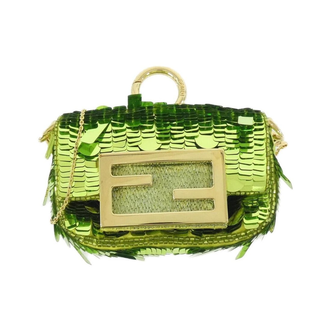 Fendi Nano Baguette Charm 7AS045 A9X2 Accessory Bag: --- Catalog ---Category: SizeSize (HxWxD): 65.00mm x 105.00mm / 2.56'' x 4.13''Category: DesignType: Handbag charmColor: Gold, GreenGender: Women,MenCategory: GeneralMPN: 7AS045 A9X2Brand: Fendi--- It