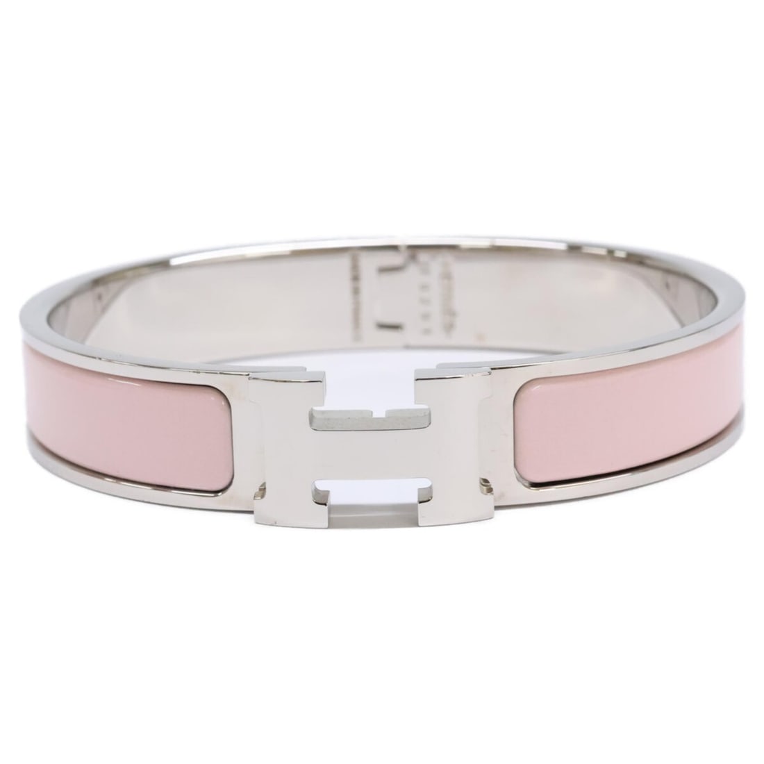 HERMES Click H Enamel Bangle Silvery Rose Kander Women's: --- Catalog ---Category: SizeLength: 17.5cm / 6.88''Category: DesignType: BangleGender: WomenMaterial: MetalCategory: GeneralBrand: Hermes--- Item List ---Section: ConditionRanking: Rank AB Used - Tra