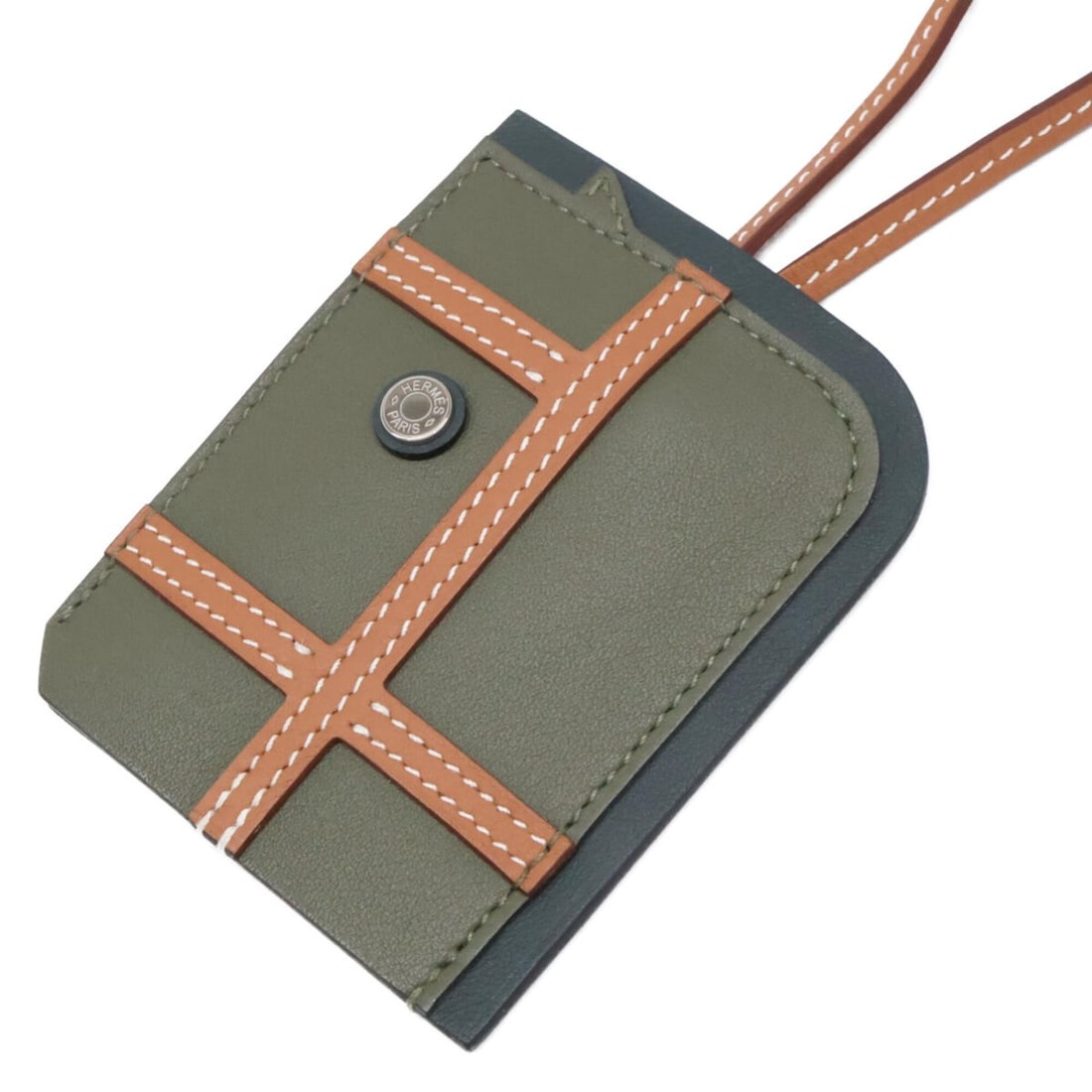 HERMES (Hermes) W stamp, Veau Swift leather long necklace, Clochette Jumper Vert Veronese, Foncé, (1 of 19)