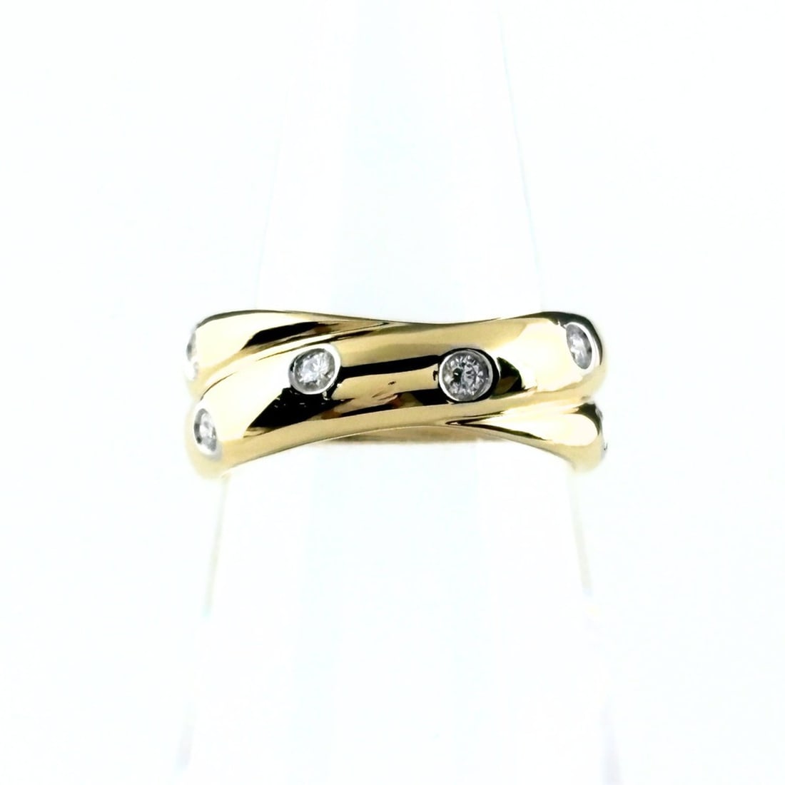 Tiffany & Co. Dots Twist Ring, Yellow Gold (YG), with small diamonds, 750 diamond ring, for women.: --- Catalog ---Category: SizeJP Size: 10US Size: 5.5Category: DesignType: Band ringGender: WomenMaterial: Yellow gold (18K)Category: GeneralBrand: Tiffany--- Item List ---Section: ConditionRanking: Ra