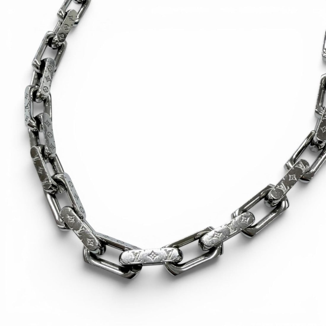 LOUIS VUITTON M00307 Collier Chain Monogram Necklace, Silver, Made in Italy, 2022 Model, Men's, with (1 of 19)