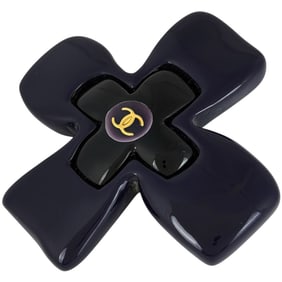 Chanel Coco Mark Brooch, Cross, Plastic, Purple/Black, Women's