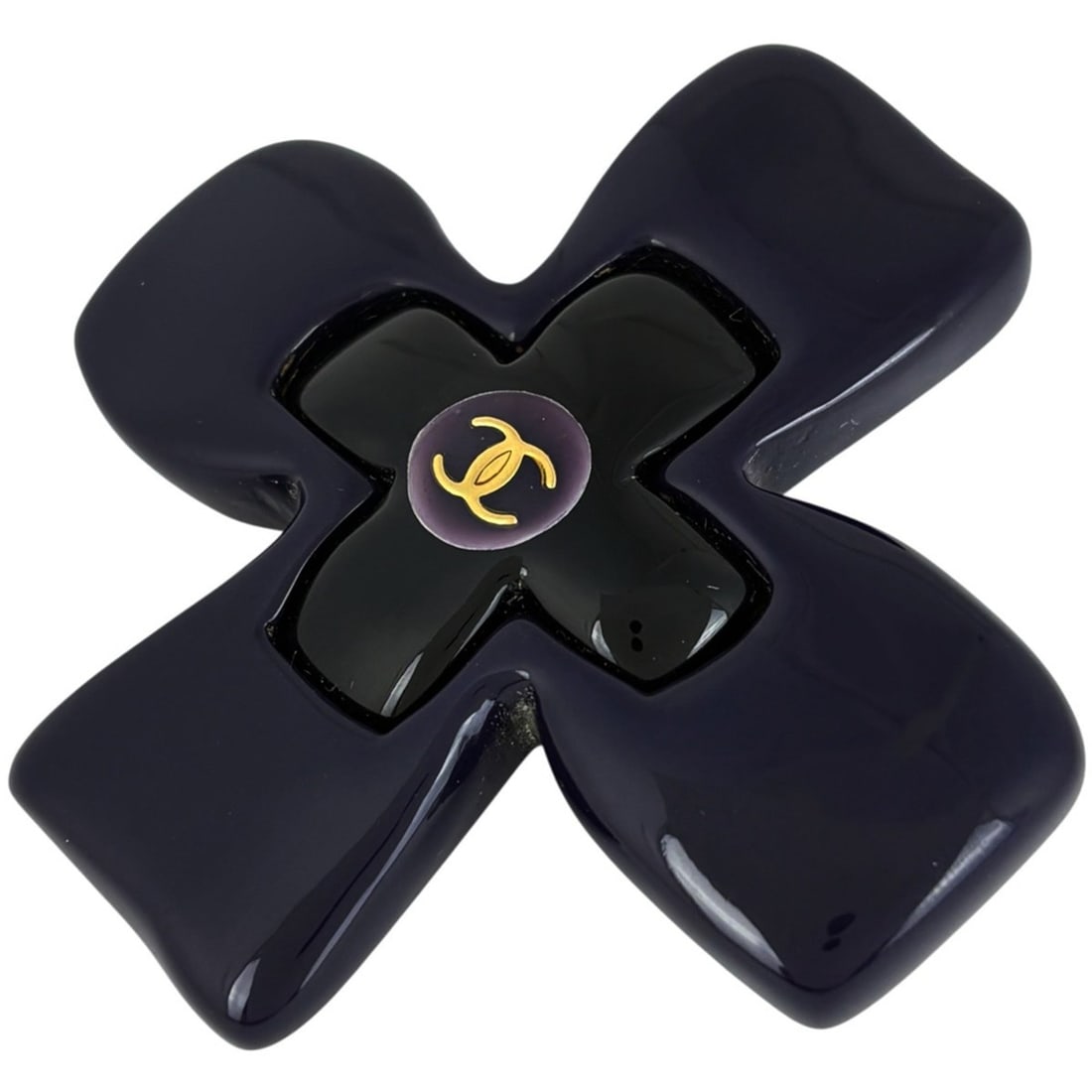Chanel Coco Mark Brooch, Cross, Plastic, Purple/Black, Women's (1 of 20)