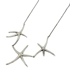 Tiffany & Co. Starfish Necklace, Triple Motif, Elsa Peretti Design, Metal, Silver, Women's