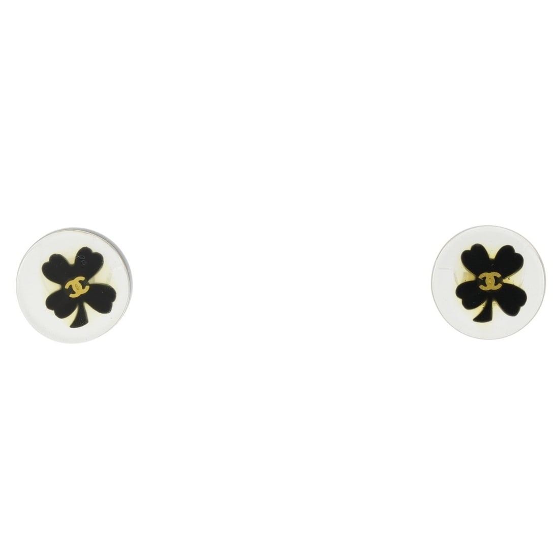 Chanel Clover Coco Mark Earrings, Plastic, Clear, Approx. 2.4g, Women's: --- Catalog ---Category: SizeSize (HxWxD): 16.00mm x 16.00mm / 0.63'' x 0.63''Category: DesignType: Stud earringsColor: ClearGender: WomenMaterial: PlasticCategory: GeneralBrand: Chanel--- Item List