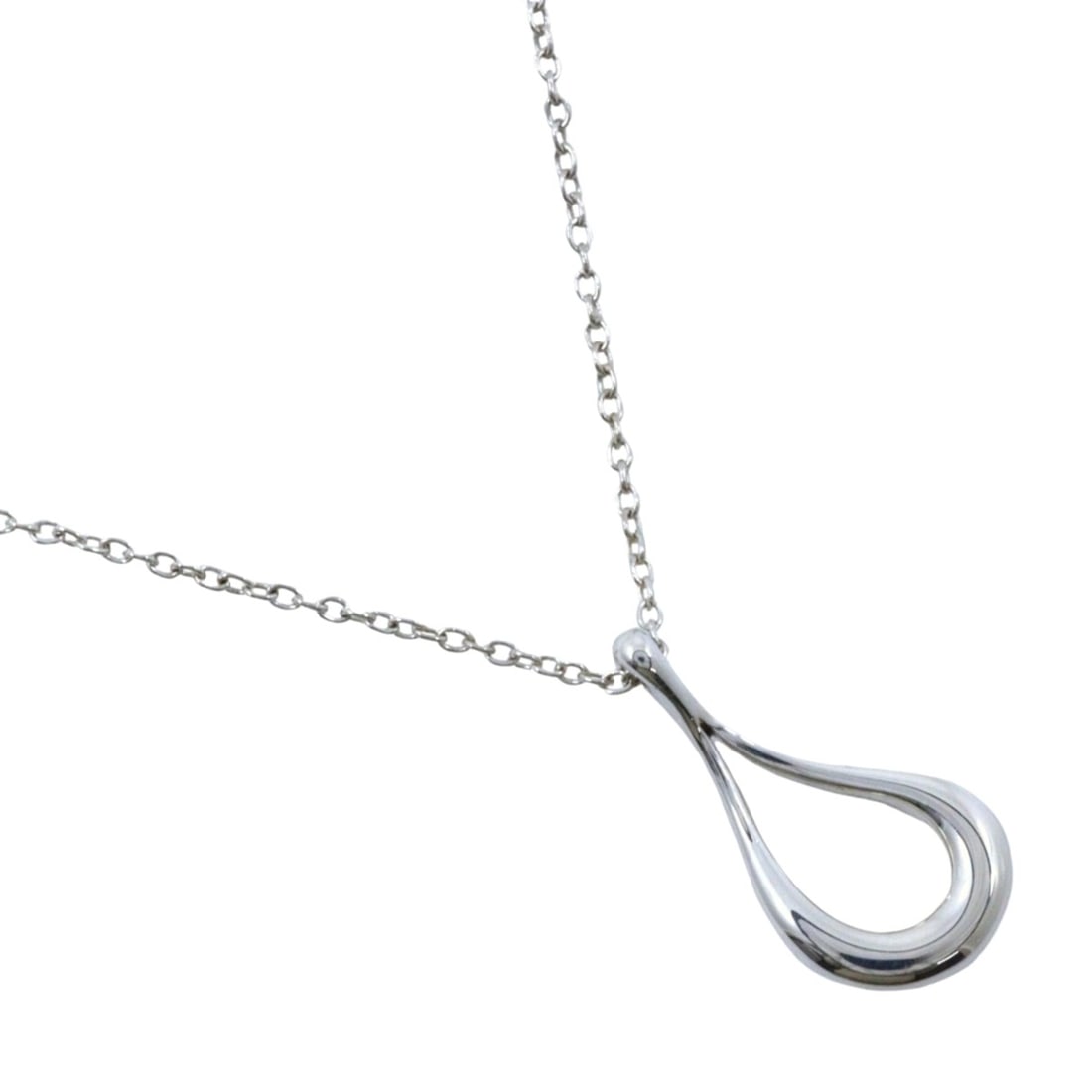 Tiffany & Co. Open Teardrop Necklace, designed by Elsa Peretti, 925 Sterling Silver, approx. 2.4g,: --- Catalog ---Category: SizePendant Size: 20mm x 10mm / 0.78'' x 0.39''Neck Circumference: 39 cm / 15.35''Category: DesignColor: SilverGender: WomenMaterial: Silver 925Necklace Type: NecklaceCategory