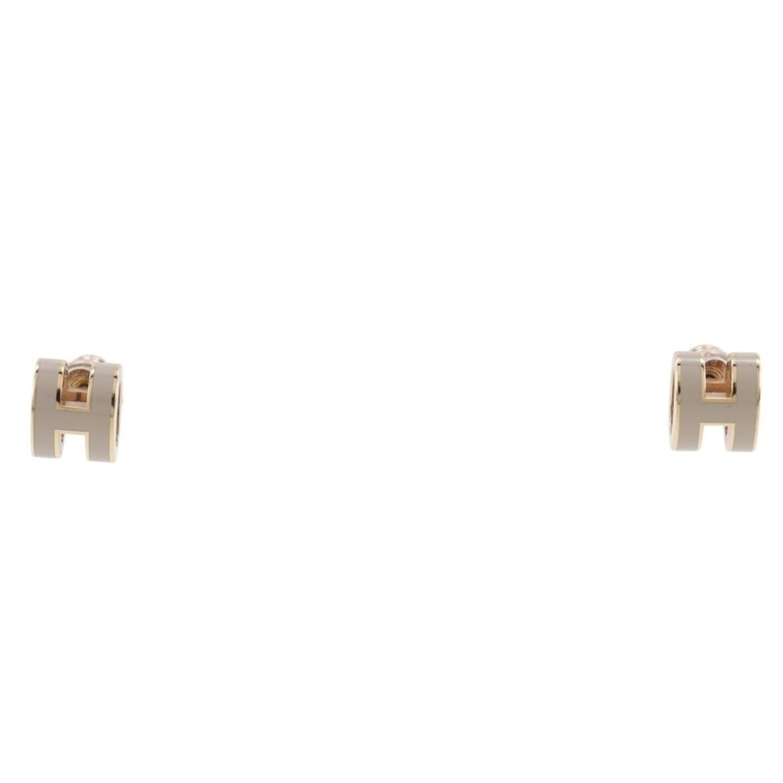 Hermes Pop Ash Mini Earrings, H-shaped, Lacquer x Rose Gold Plated, Marron Glacé, Made in France, (1 of 15)