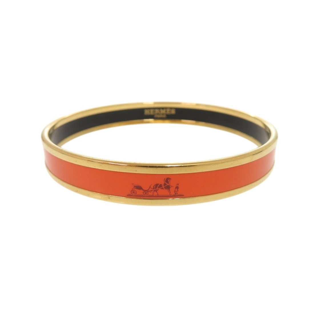 Excellent condition Hermes enamel metal cloisonné bangle, Caleche design, orange, 0075HERMES (1 of 20)