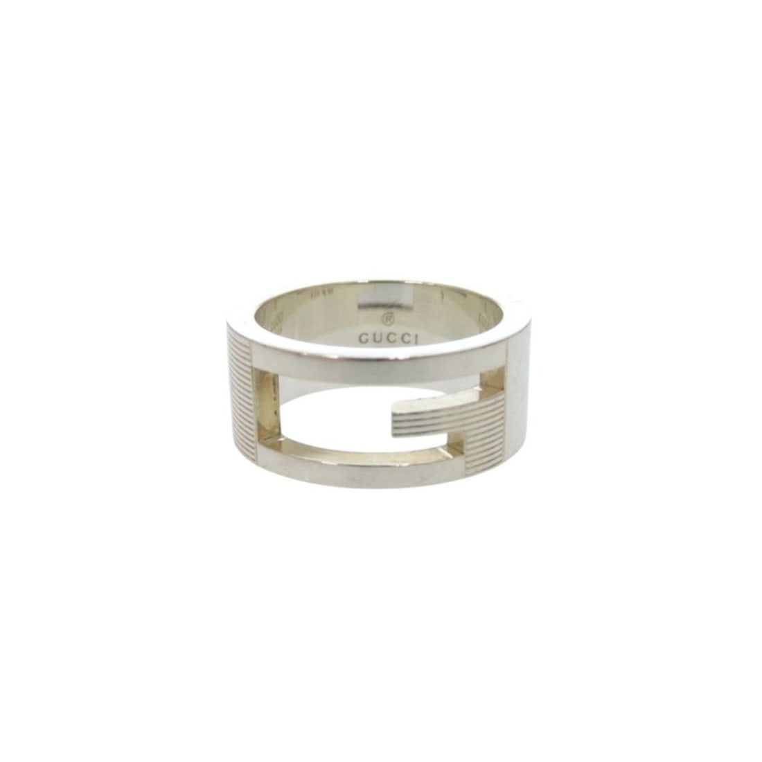 Excellent condition Gucci branded G cutout ring, 032660 09840 8106, sterling silver 925. (0015GUCCI) (1 of 16)