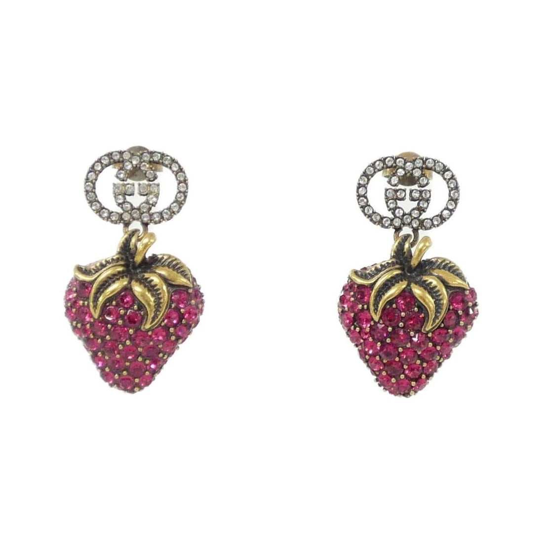 Gucci 583576 I4769 Earrings: --- Catalog ---Category: SizeSize (HxWxD): 35.00mm x 20.00mm / 1.38'' x 0.79''Category: DesignType: Stud earringsColor: Clear, Gold, PinkGender: Men,WomenCategory: GeneralMPN: 583576 I4769Brand: