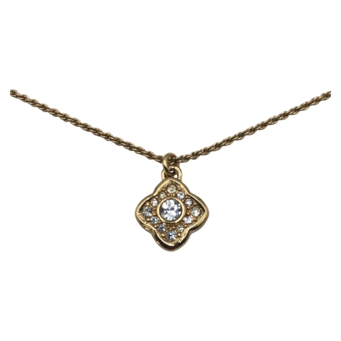 Christian Dior Dior Vintage Rhinestone Gold Metal Necklace Pendant for Women: --- Catalog ---Category: SizePendant Size: 15mm x 15mm / 0.59'' x 0.59''Neck Circumference: 38.5 cm - 43.5 cm / 15.15'' - 17.12''Category: DesignColor: GoldGender: WomenMaterial: MetalPendant Type: Pe
