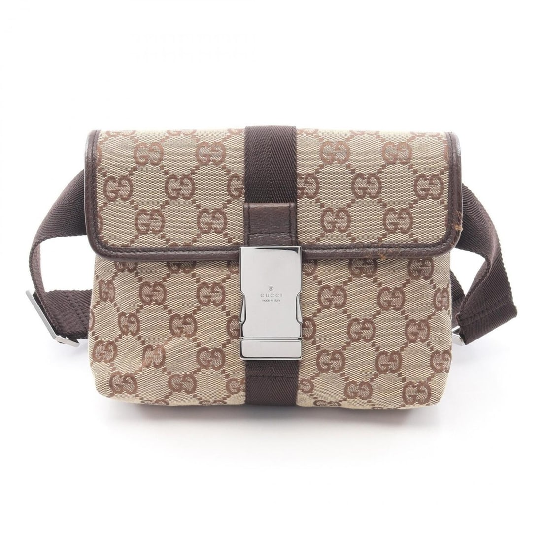 Gucci GG Canvas Waist Bag, Body Handbag, and Leather, Women's, Beige/Brown, 131236: --- Catalog ---Category: SizeSize (HxWxD): 14cm x 17cm x 6cm / 5.51'' x 6.69'' x 2.36''Category: DesignType: Fanny pack, HandbagColor: Beige, BrownGender: WomenMaterial: Canvas , Leather Category: Gen