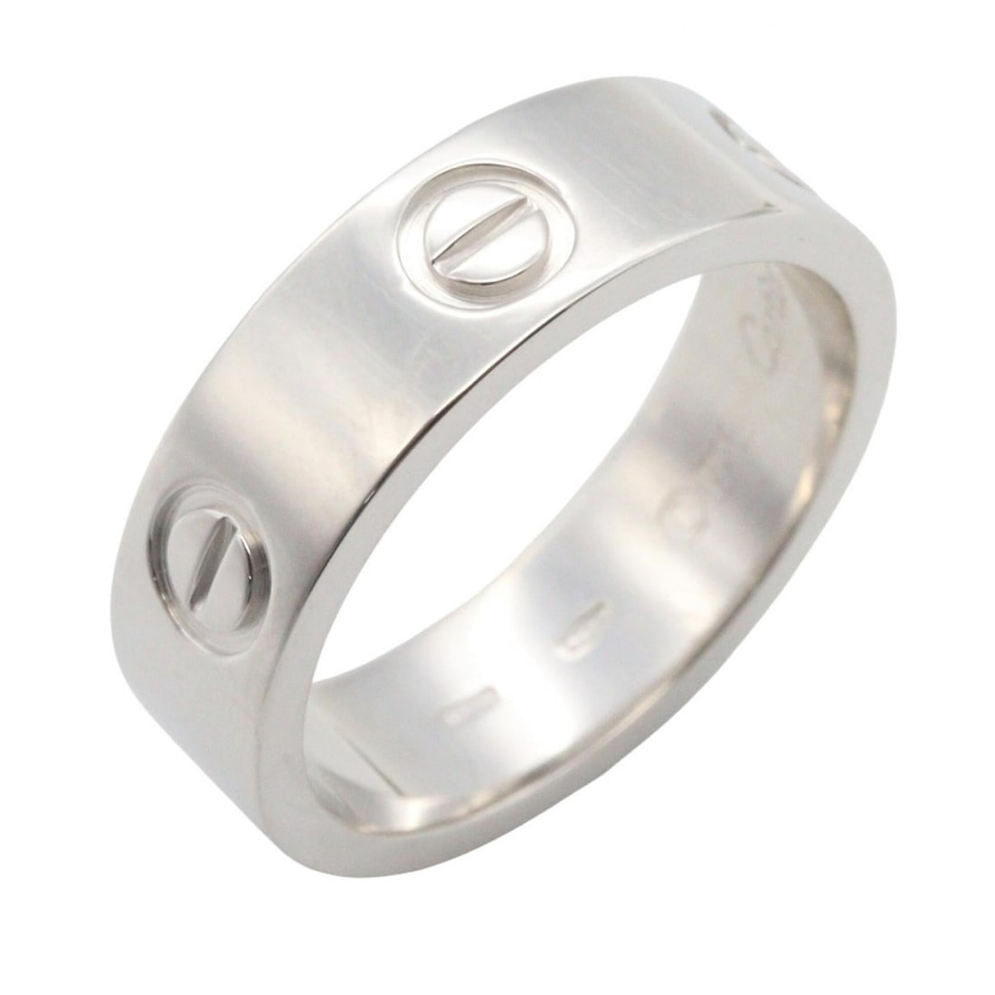 Cartier Love Ring, 18K White Gold (18KWG), Silver Tone, B4084700 (Men's/Women's): --- Catalog ---Category: SizeUS Size: 8.5Brand Size: 57Category: DesignType: Band ringColor: White goldGender: Men,WomenMaterial: White gold (18K)Category: GeneralMPN: B4084700Brand: Cartier--- Item L