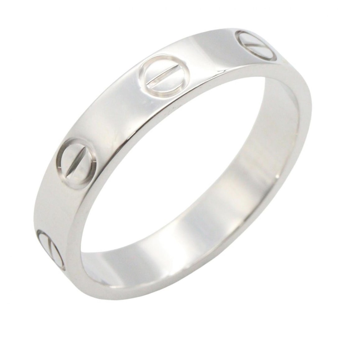 Cartier Mini Love Ring, 18K White Gold (18KWG), Women's, Silver Tone, B4085151: --- Catalog ---Category: SizeUS Size: 6Brand Size: 51Category: DesignType: Band ringColor: White goldGender: WomenMaterial: White gold (18K)Category: GeneralMPN: B4085151Brand: Cartier--- Item List --