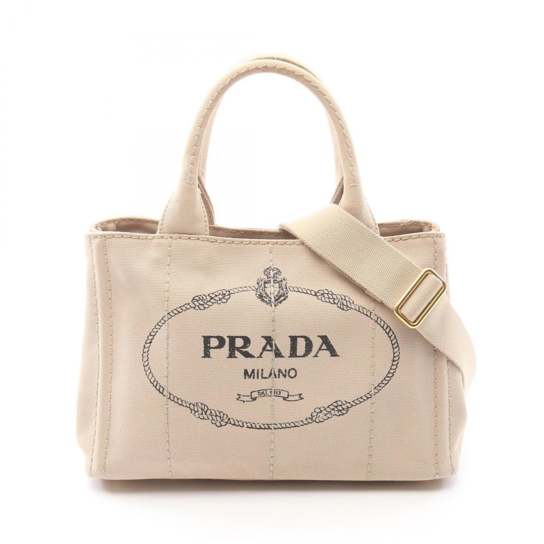 Prada CANAPA 2-Way Tote Bag/Handbag, Canvas, Women's, Beige: --- Catalog ---Category: SizeSize (HxWxD): 19cm x 28cm x 14cm / 7.48'' x 11.02'' x 5.51''Category: DesignType: Handbag, Tote bagColor: BeigeGender: WomenMaterial: Canvas Category: GeneralBrand: Prada-