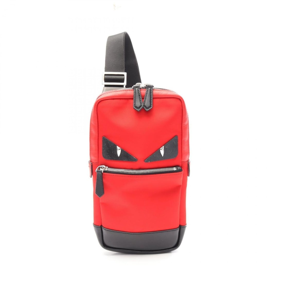 Fendi Monster Bugs Eye Waist Bag/Body Bag/Handbag, Nylon and Leather, Women's, Red/Black, 7VZ033: --- Catalog ---Category: SizeSize (HxWxD): 31cm x 15cm x 3.5cm / 12.2'' x 5.9'' x 1.37''Category: DesignType: Fanny packColor: Black, Red colorGender: WomenMaterial: Nylon , Leather Category: GeneralM
