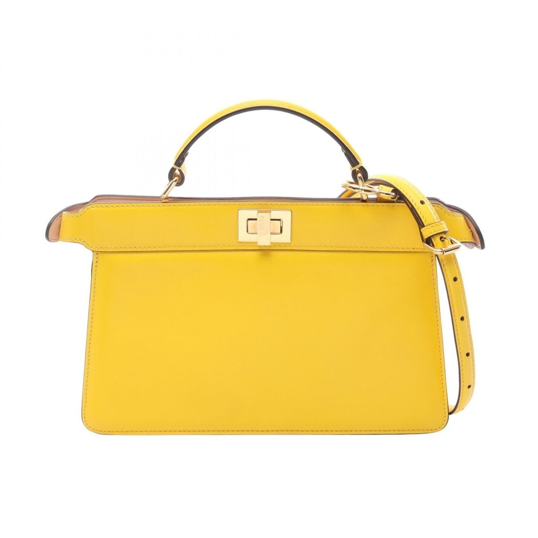 Fendi Peekaboo I.U East-West 2-Way Handbag, Leather, Women's, Yellow (8BN323) (1 of 6)