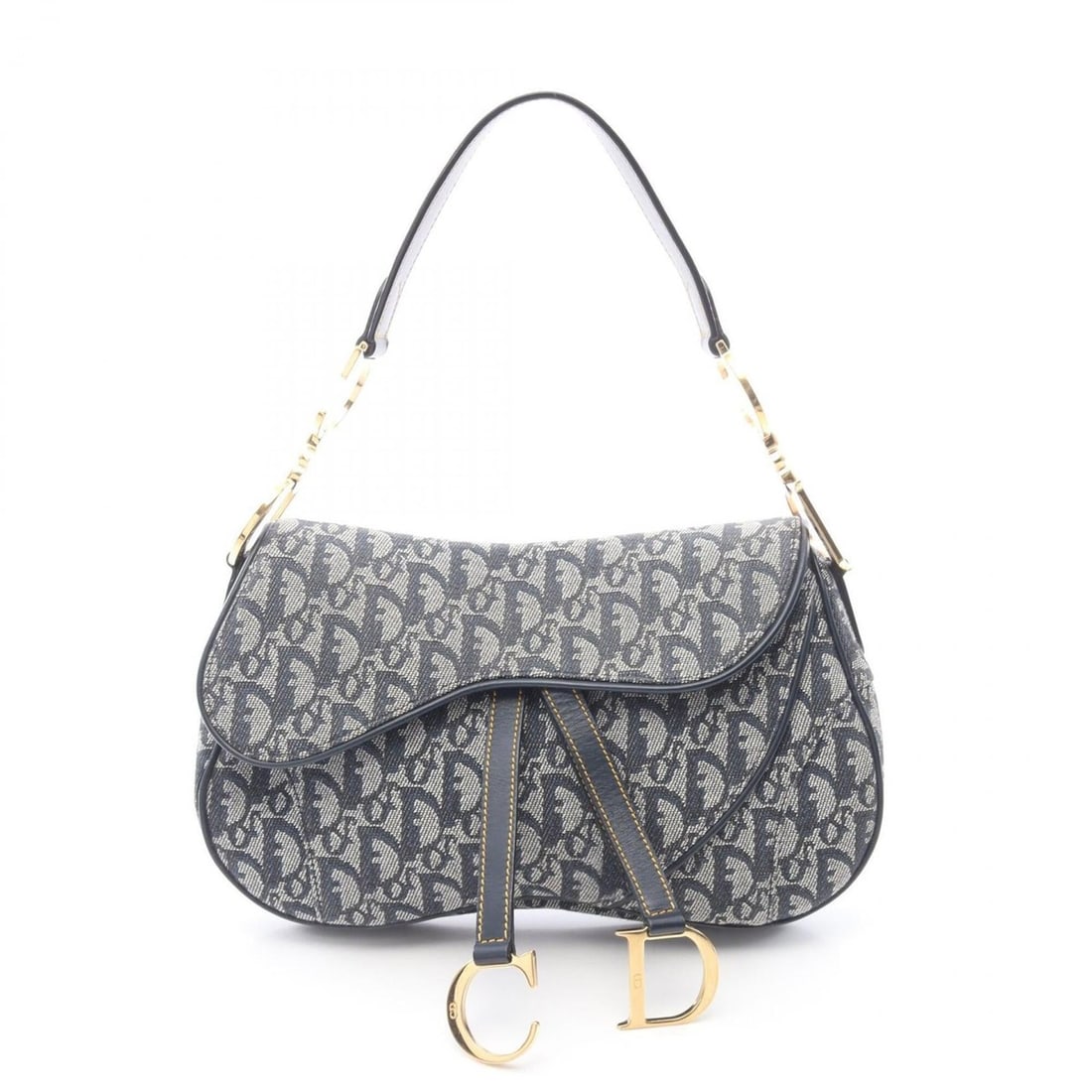 Christian Dior Dior Double Saddle Bag Trotter Handbag, Canvas and Leather, Women's, Ivory/Navy: --- Catalog ---Category: SizeSize (HxWxD): 17cm x 29cm x 5cm / 6.69'' x 11.41'' x 1.96''Category: DesignType: HandbagColor: Ivory, NavyGender: WomenMaterial: Canvas , Leather Category: GeneralBrand: C